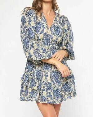 NEW ENTRO fleur mini dress in blue